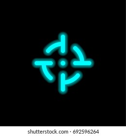 Target blue glowing neon ui ux icon. Glowing sign logo vector