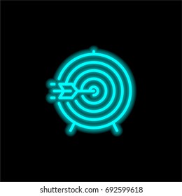 Target blue glowing neon ui ux icon. Glowing sign logo vector