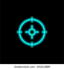 Target blue glowing neon ui ux icon. Glowing sign logo vector