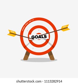 Target Board with Arrow and Goals Written on It Vector Illustration