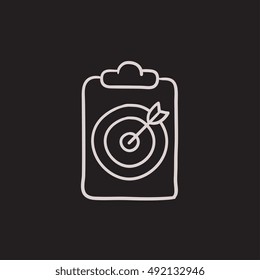 Target board and arrow vector sketch icon isolated on background. Hand drawn Target board and arrow icon. Target board and arrow sketch icon for infographic, website or app.