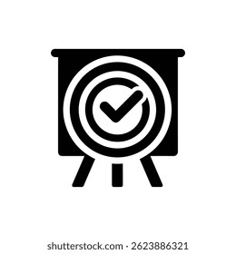 Target Board with Checkmark Center - Minimal Black Icon
