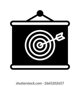 Tablero objetivo icono de glifo mini icono de ilustración. Uso Para El Concepto Moderno, Impresión, Ui, Ux Kit, Web Y Desarrollo De App. Vector Relacionado Con La Oficina, La Educación, El Examen Y Más