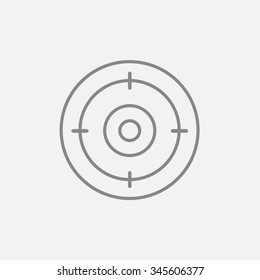 Zielboard-Zeilensymbol für Web-, Mobil- und Infografiken. Vektorgrafik, dunkelgraues Symbol einzeln auf hellgrauem Hintergrund.