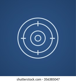 Target board line icon for web, mobile and infographics. Vector light blue icon isolated on blue background.