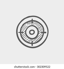 Target board sketch icon for web and mobile. Hand drawn vector dark grey icon on light grey background.