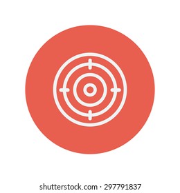 Zielboard Thin Line Icon für Web und Mobile minimalistisches flaches Design. Vektorweißes Symbol im roten Kreis.