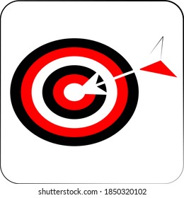 Target board with three colors and one red white arrow. Vector.