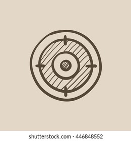 Icono de esbozo vectorial de la placa de destino aislado en el fondo. Icono del tablero de destino dibujado a mano. Icono de boceto de tablero de destino para infografía, sitio web o aplicación.