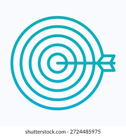 Objetivo Con Icono Sólido De Flecha De Arco, Concepto De Reclutamiento De Diseño. Tarea Completada, Signo De Éxito Sobre Fondo Blanco, Icono De Estilo De Línea De Degradado.