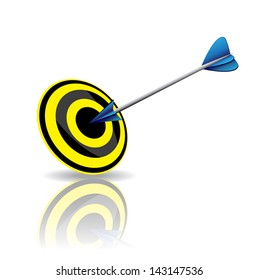 Target with a bow arrows in the middle of the target isolated on white 