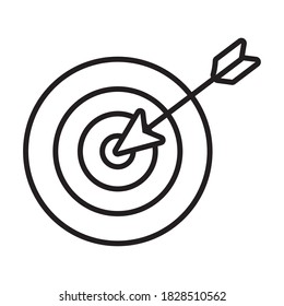 target and bow icon over white background, line style, vector illustration