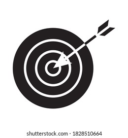 target and bow icon over white background, silhouette style, vector illustration
