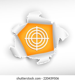 Target and breakthrough paper hole with ragged edges   