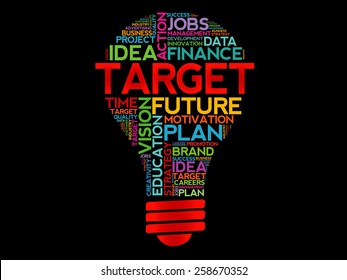 TARGET bulb word cloud, business concept