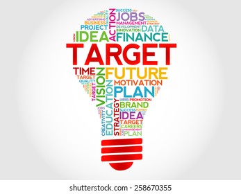 TARGET bulb word cloud, business concept