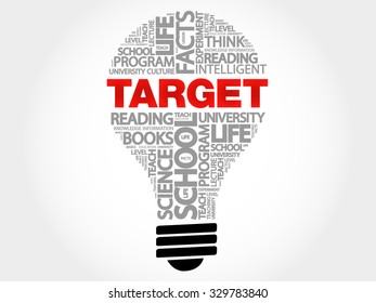 TARGET bulb word cloud, business concept
