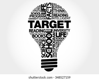TARGET bulb word cloud, business concept
