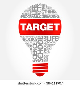 TARGET bulb word cloud, business concept