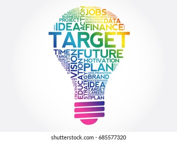 TARGET bulb word cloud collage, business concept background