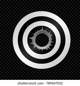 Target with bullet hole. Vector illustration EPS-10