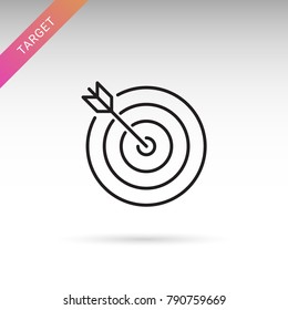 Target, Bulls Eye Thin Line Isolated Flat Vector Icon