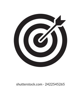 target bullseye with arrow icon flat design vector illustration