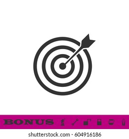 Target bullseye arrow icon flat. Black pictogram on white background. Vector illustration symbol and bonus button