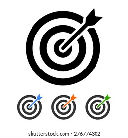 Target bullseye or arrow on target flat vector icon for apps and websites