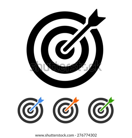 Target bullseye or arrow on target flat vector icon for apps and websites
