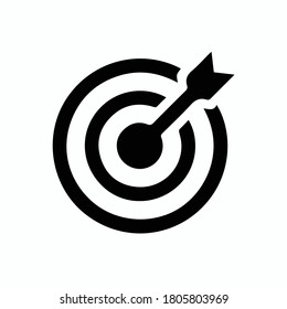 Target bulls-eye or arrow on target line art icon for apps and websites,black color outline symbol.