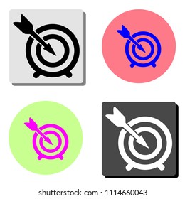 Target bullseye arrow. simple flat vector icon illustration on four different color backgrounds