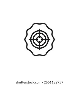 A target or bullseye is centered within a stylized, wavy circular shape, possibly representing a focused goal, a precise objective, or a highlighted target.