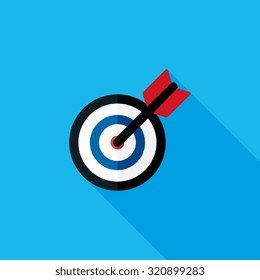 Target or Bullseye Flat Long Shadow Icon