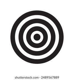 Target bullseye icon. Concentric circle pattern. Black and white vector. Simple geometric design.