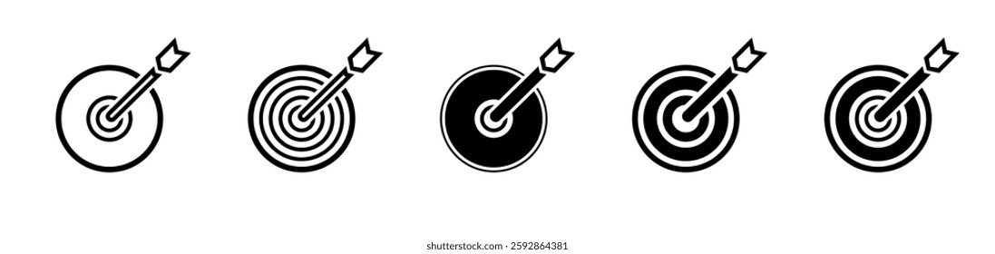 Target and Bullseye Icon Set – Goal, Success, and Strategy Symbols