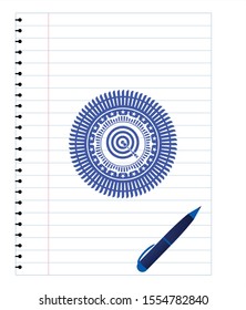 target, business icon draw with pen effect. Blue ink. Vector Illustration. Detailed.