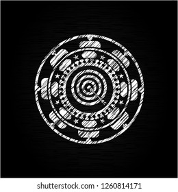 target, business icon drawn chalk emblem, retro style, chalk or chalkboard texture