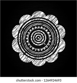 target, business icon drawn chalk emblem, retro style, chalk or chalkboard texture