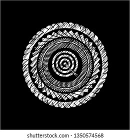 target, business icon drawn chalk emblem, retro style, chalk or chalkboard texture