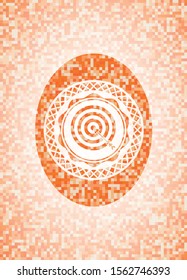 target, business icon inside abstract orange mosaic emblem with background