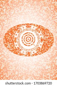 Ziel, Business Icon in abstraktem orangefarbenem Mosaik-Emblem. 