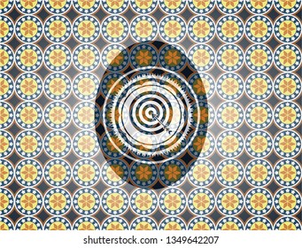 target, business icon inside arabesque style badge. arabic decoration.
