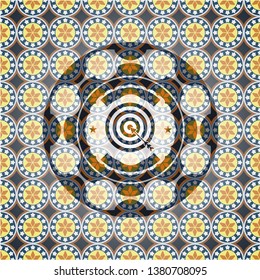 target, business icon inside arabesque style emblem. arabic decoration.