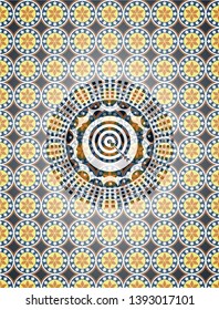target, business icon inside arabesque badge. arabic decoration.