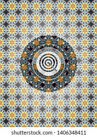 target, business icon inside arabesque style emblem. arabic decoration.