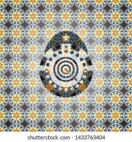target, business icon inside arabic emblem. Arabesque decoration.