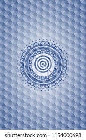 target, business icon inside blue badge with geometric pattern background.