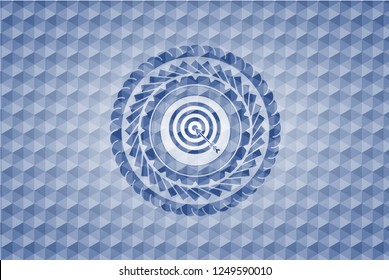 target, business icon inside blue hexagon badge.