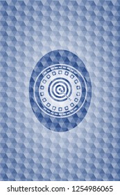 target, business icon inside blue hexagon badge.